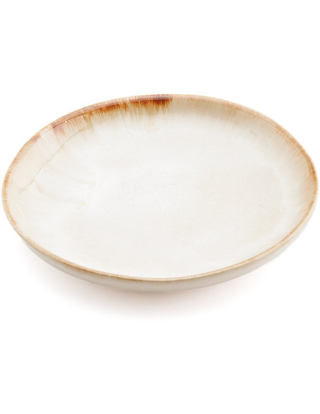 Assiette à dessert ronde 17 cm Grès Blanc cassé Marron The Cascais 