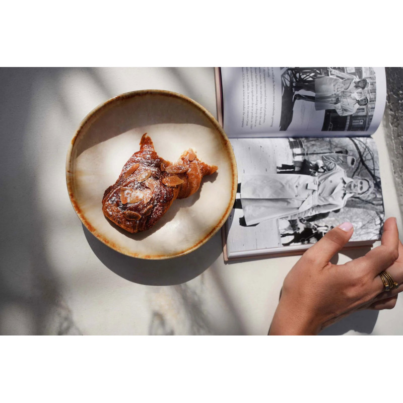 Assiette à dessert ronde 17 cm Grès Blanc cassé Marron The Cascais 