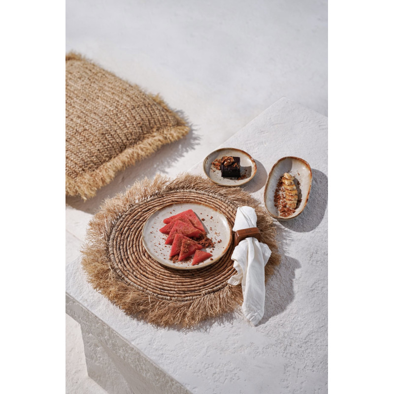 Assiette à dessert ronde 17 cm Grès Blanc cassé Marron The Cascais 