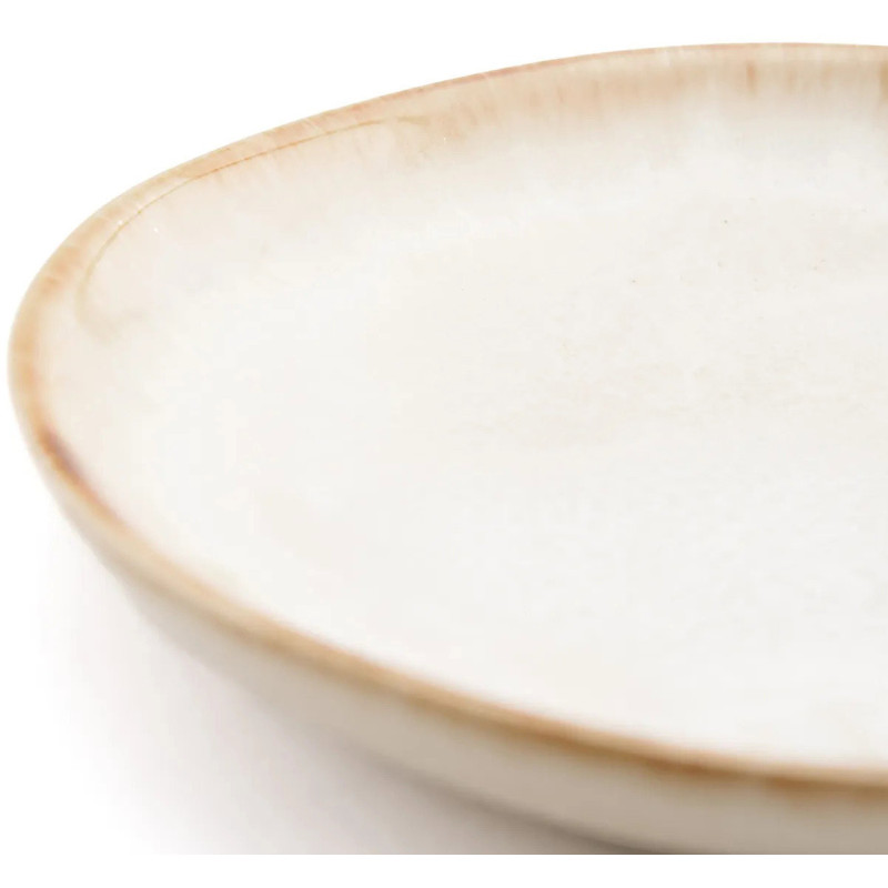 Assiette à dessert ronde 17 cm Grès Blanc cassé Marron The Cascais 