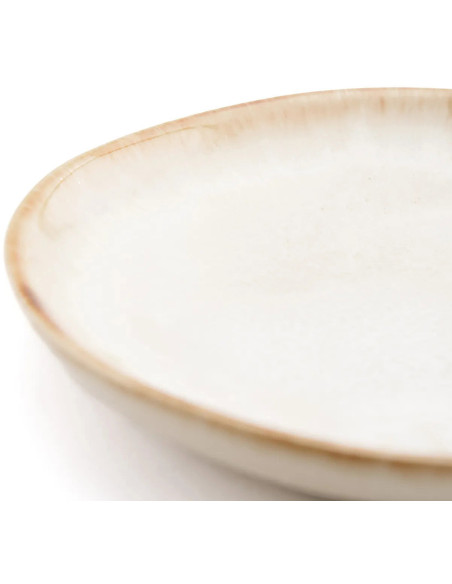 Assiette à dessert ronde 17 cm Grès Blanc cassé Marron The Cascais 