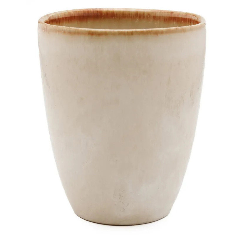 Gobelet Tasse à espresso Hauteur 10 cm Grès Blanc cassé Marron The Cascais 