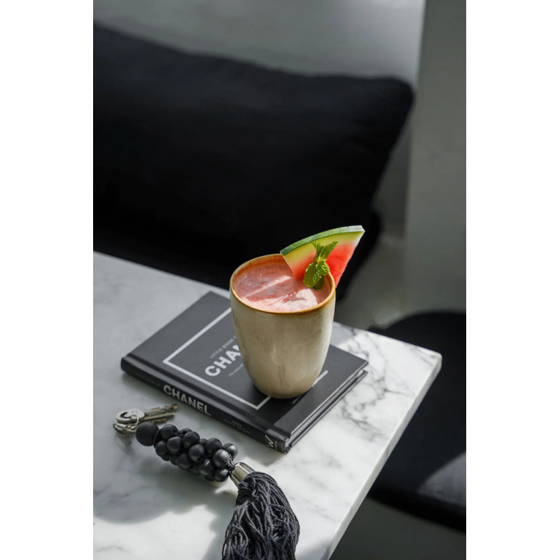 Gobelet Tasse à espresso Hauteur 10 cm Grès Blanc cassé Marron The Cascais 