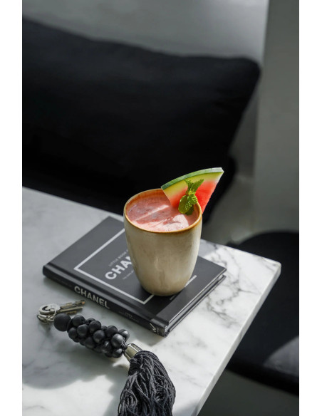 Gobelet Tasse à espresso Hauteur 10 cm Grès Blanc cassé Marron The Cascais 