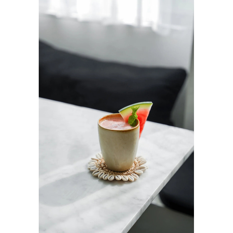 Gobelet Tasse à espresso Hauteur 10 cm Grès Blanc cassé Marron The Cascais 