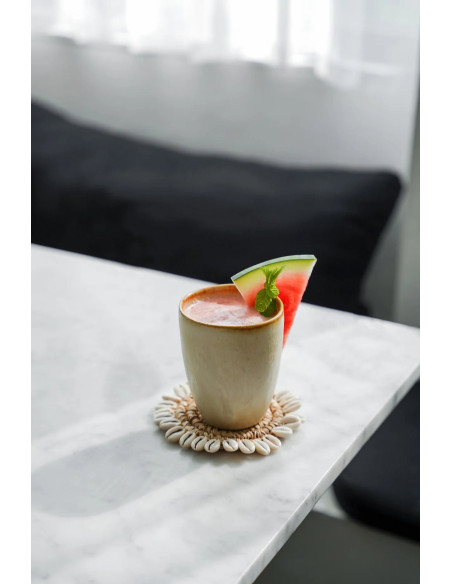 Gobelet Tasse à espresso Hauteur 10 cm Grès Blanc cassé Marron The Cascais 