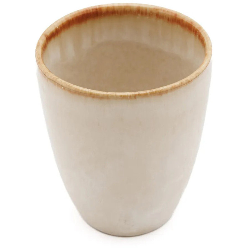 Gobelet Tasse à espresso Hauteur 10 cm Grès Blanc cassé Marron The Cascais 