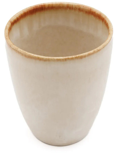 Gobelet Tasse à espresso Hauteur 10 cm Grès Blanc cassé Marron The Cascais 