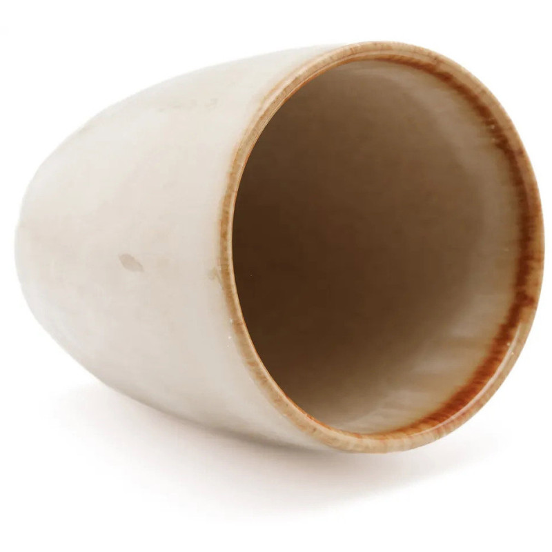 Gobelet Tasse à espresso Hauteur 10 cm Grès Blanc cassé Marron The Cascais 