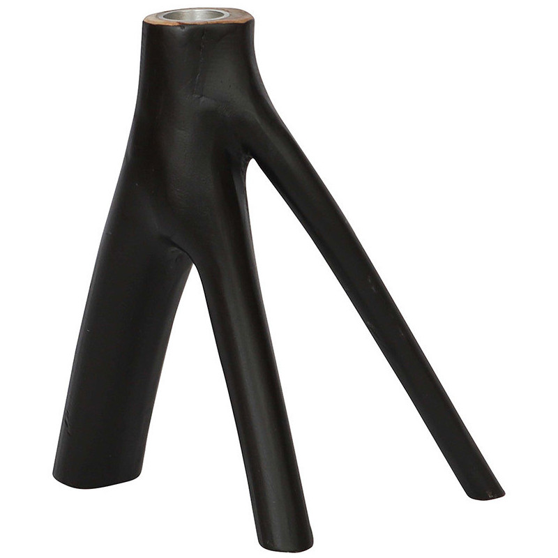 Bougeoir Original Hauteur 20 cm en Bois Noir The Triple Twig 