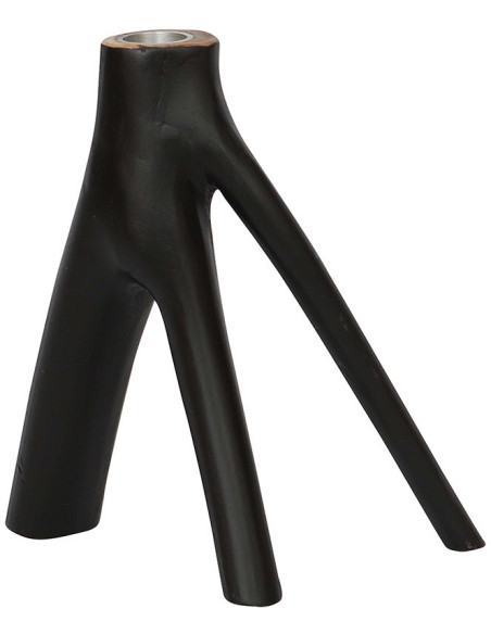 Bougeoir Original Hauteur 20 cm en Bois Noir The Triple Twig 