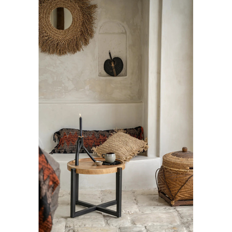 Bougeoir Original Hauteur 20 cm en Bois Noir The Triple Twig 