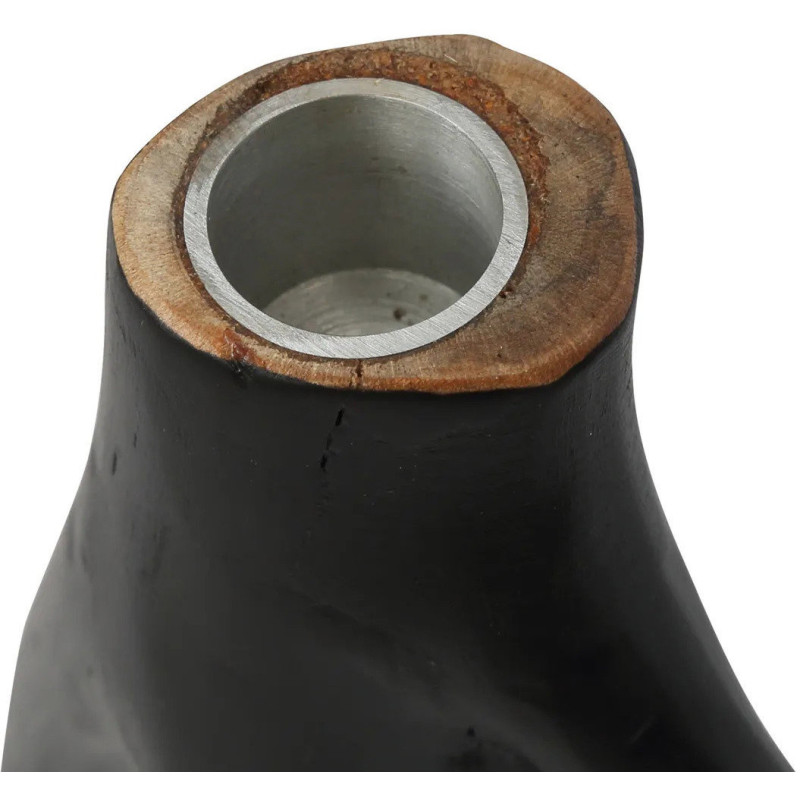 Bougeoir Original Hauteur 20 cm en Bois Noir The Triple Twig 