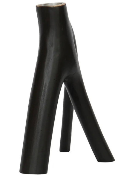 Bougeoir Original Hauteur 20 cm en Bois Noir The Triple Twig 