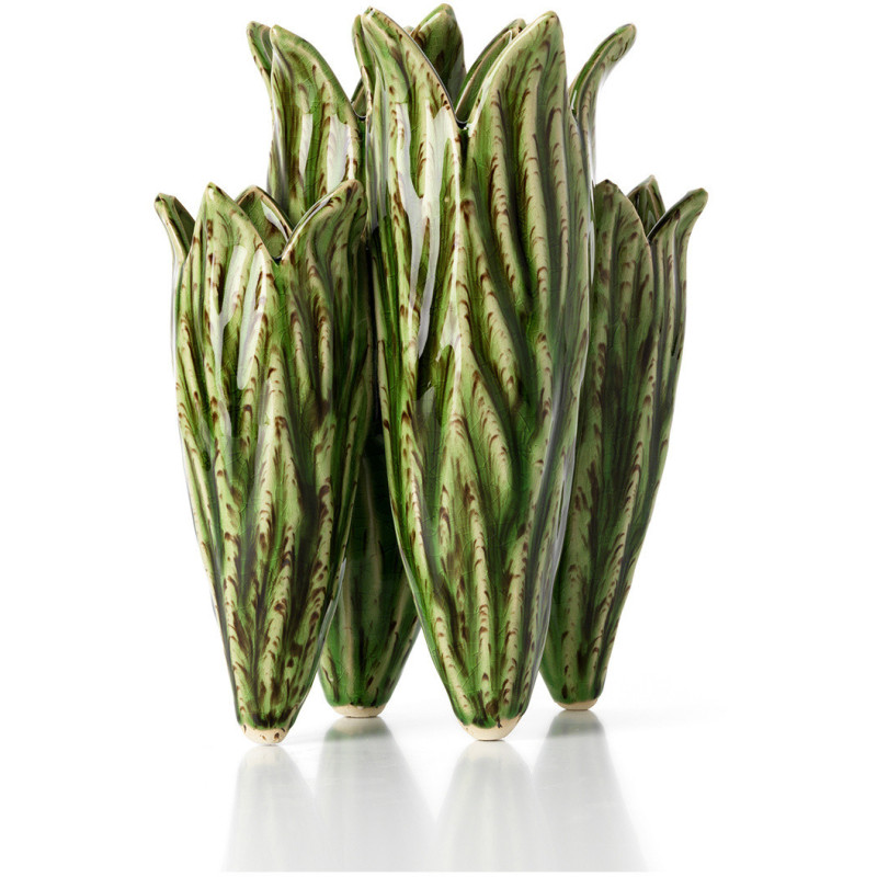 Vase original design chic Feuilles H 26 cm Grès Vert forêt The Tulip Leaf 