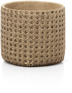 Cache-pot bohème chic Rond D 16 cm Ciment Naturel Effet cannage rotin The RattanRock 