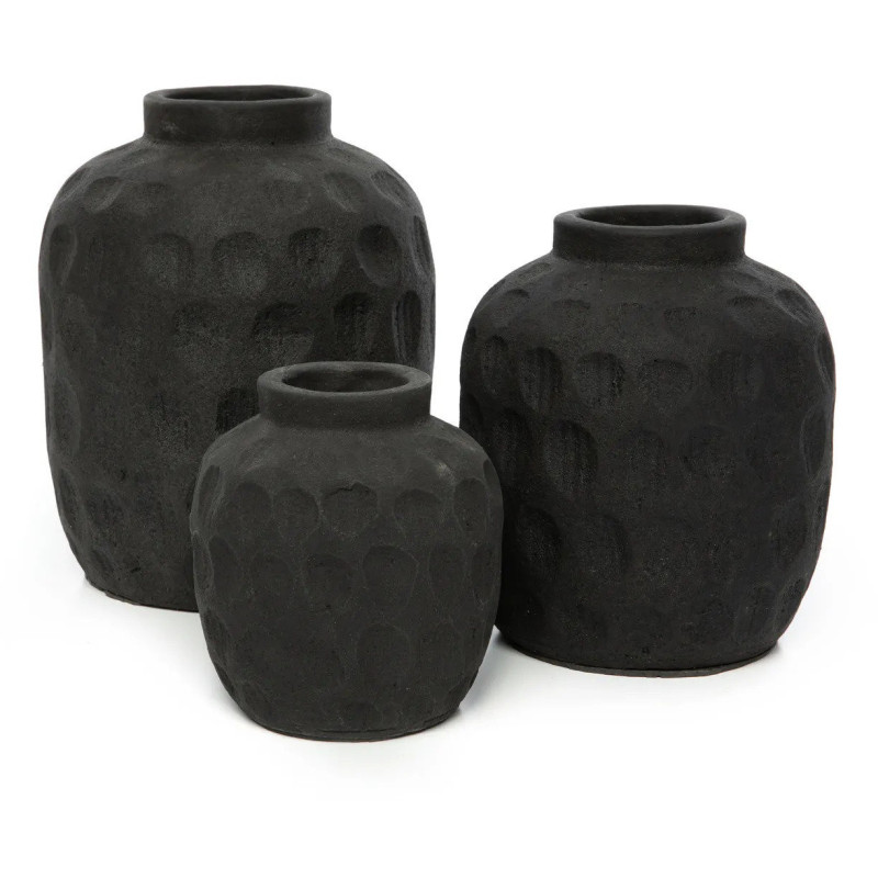 Vase Rond Hauteur 18 cm en Terre cuite Noir The Trendy 