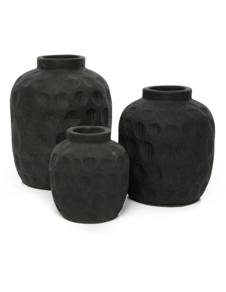 Vase Rond Hauteur 18 cm en Terre cuite Noir The Trendy 