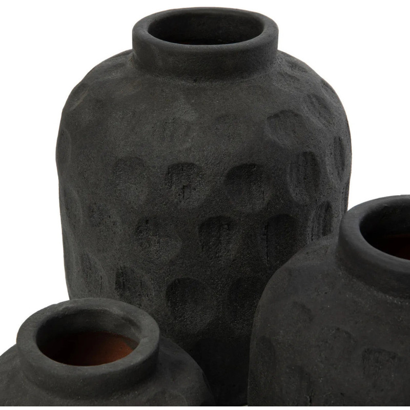Vase Rond Hauteur 18 cm en Terre cuite Noir The Trendy 