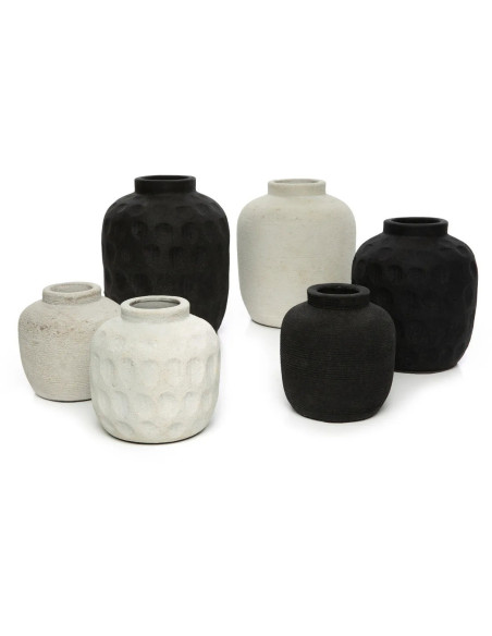 Vase Rond Hauteur 18 cm en Terre cuite Noir The Trendy 