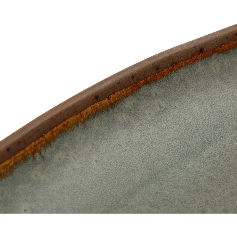 Plat de service organique ovale 34 cm Grès Gris vert Marron The Côa 