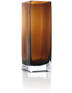 Vase design minimaliste Cubique H 30 cm Verre recyclé Ambre The Amber Cuboid 