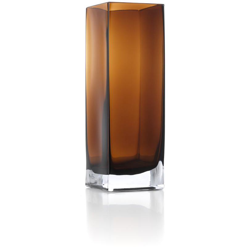 Vase design minimaliste Cubique H 30 cm Verre recyclé Ambre The Amber Cuboid 