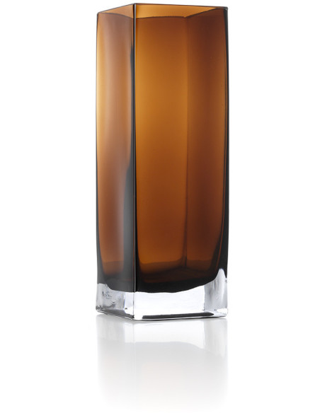 Vase design minimaliste Cubique H 30 cm Verre recyclé Ambre The Amber Cuboid 