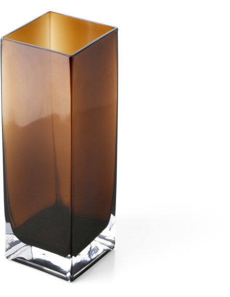 Vase design minimaliste Cubique H 30 cm Verre recyclé Ambre The Amber Cuboid 