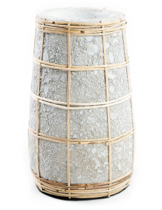 Vase Rond Hauteur 22 cm en Terre cuite Gris béton Raphia Naturel The Cutie 
