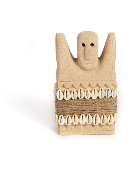 Statuette déco primitive wabi-sabi Hauteur 14 cm Grès Beige sable The Sumba Stone 