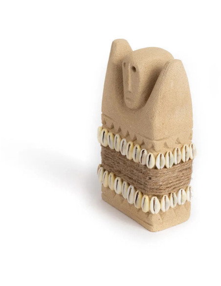 Statuette déco primitive wabi-sabi Hauteur 14 cm Grès Beige sable The Sumba Stone 