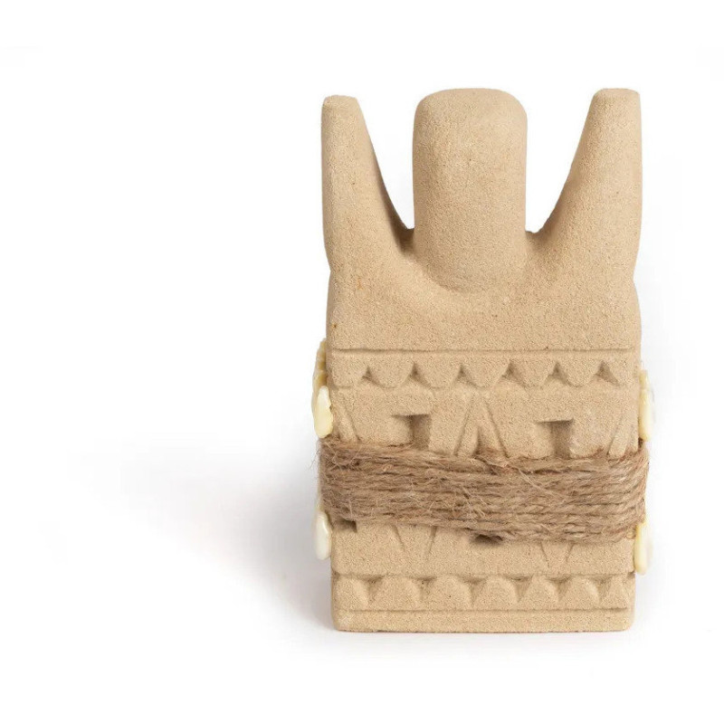Statuette déco primitive wabi-sabi Hauteur 14 cm Grès Beige sable The Sumba Stone 