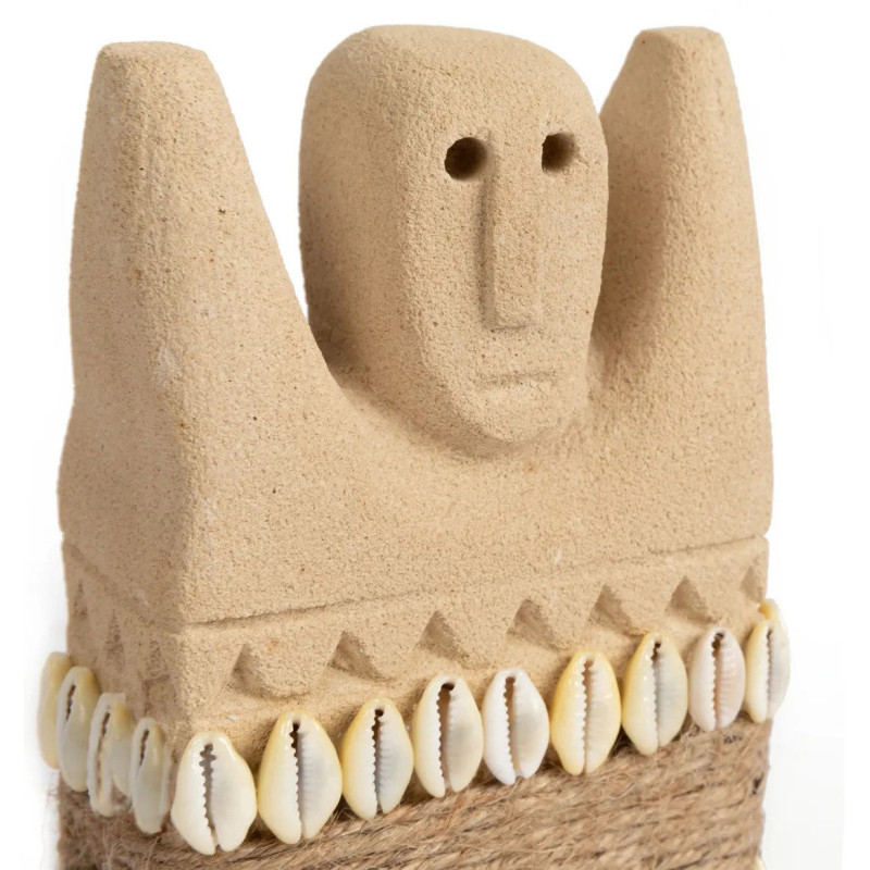 Statuette déco primitive wabi-sabi Hauteur 14 cm Grès Beige sable The Sumba Stone 