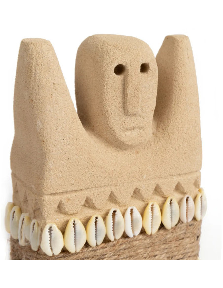 Statuette déco primitive wabi-sabi Hauteur 14 cm Grès Beige sable The Sumba Stone 