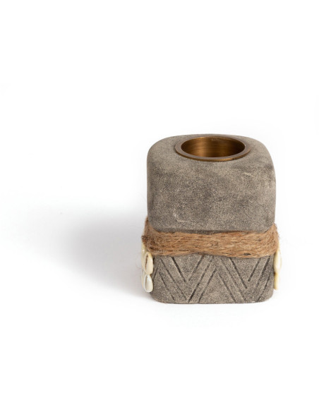 Bougeoir Personnage 9 cm en Grès Gris The Sumba Stone 