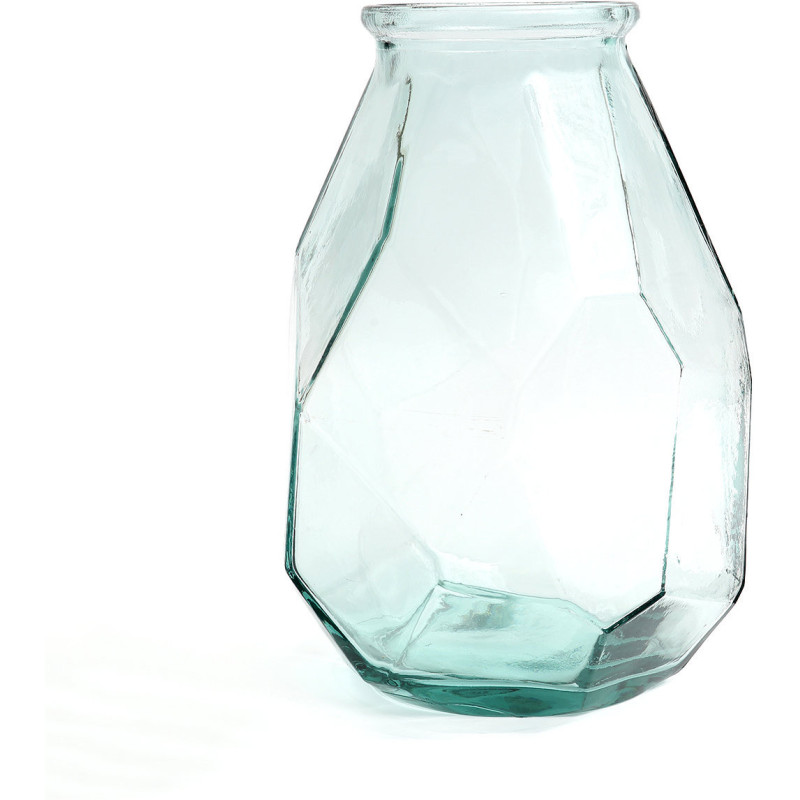 Vase design Bocal Hauteur 35 cm Verre recyclé Bleu Transparent The Long Origam 