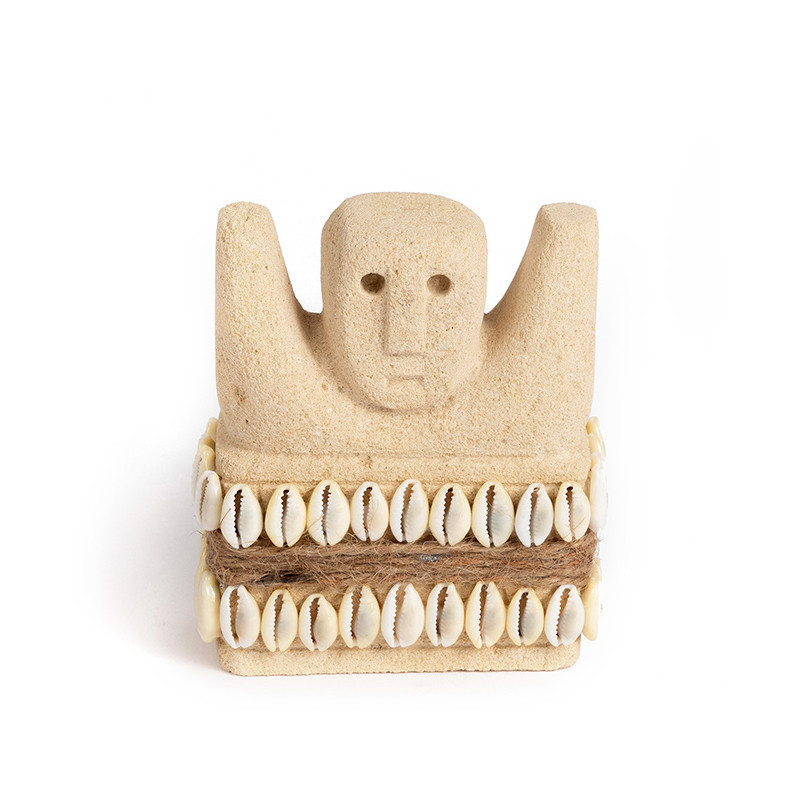 Statuette déco primitive wabi-sabi Hauteur 10 cm Grès Beige sable The Sumba Stone 