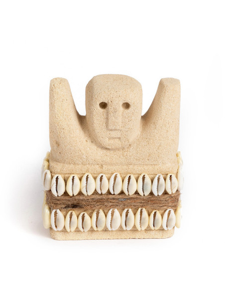 Statuette déco primitive wabi-sabi Hauteur 10 cm Grès Beige sable The Sumba Stone 