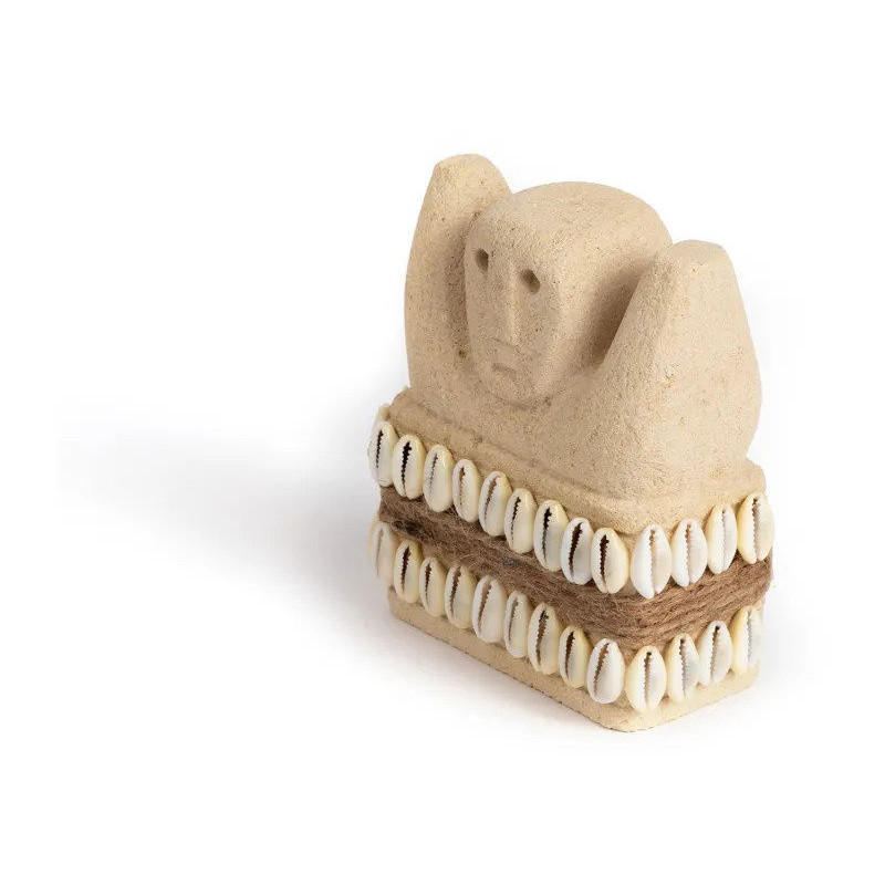 Statuette déco primitive wabi-sabi Hauteur 10 cm Grès Beige sable The Sumba Stone 