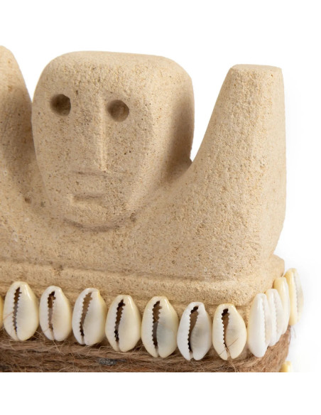 Statuette déco primitive wabi-sabi Hauteur 10 cm Grès Beige sable The Sumba Stone 