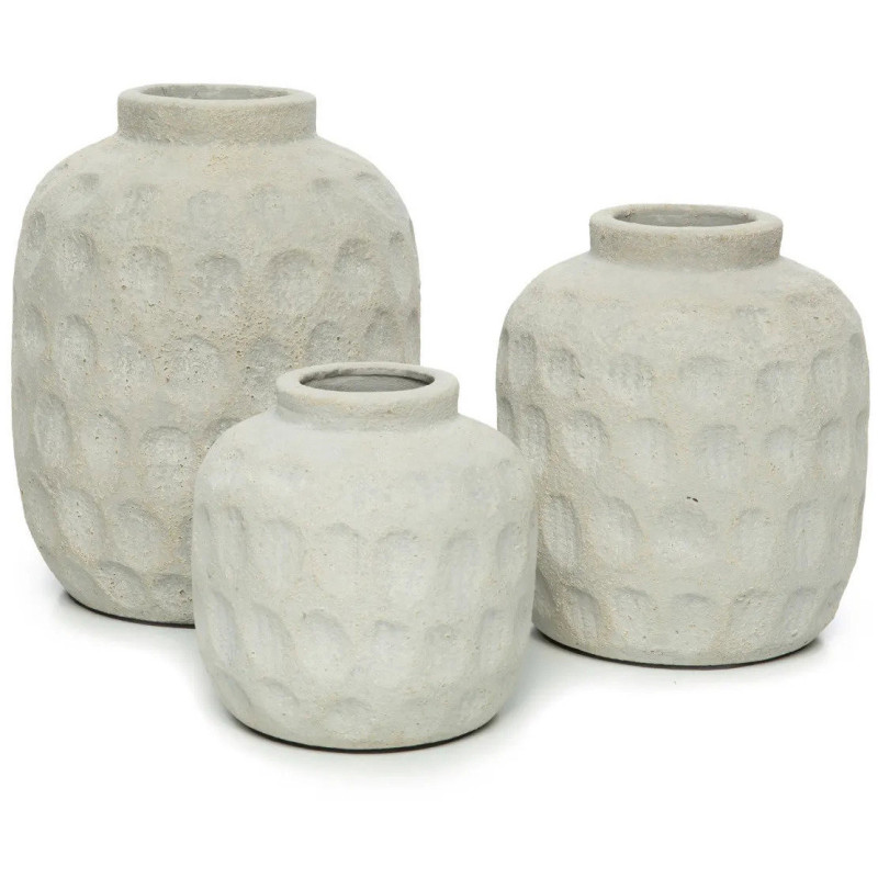 Vase Rond Hauteur 18 cm en Terre cuite Gris béton The Trendy 
