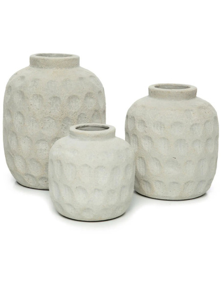 Vase Rond Hauteur 18 cm en Terre cuite Gris béton The Trendy 