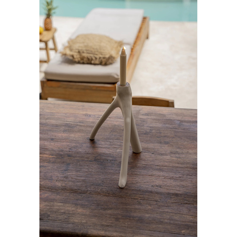 Bougeoir Original Hauteur 20 cm en Bois Blanc The Triple Twig 