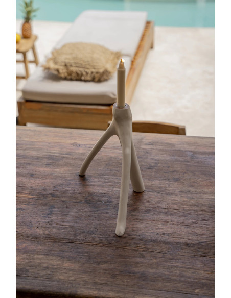 Bougeoir Original Hauteur 20 cm en Bois Blanc The Triple Twig 