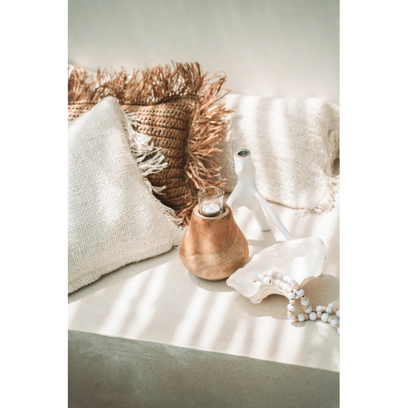 Bougeoir Original Hauteur 20 cm en Bois Blanc The Triple Twig 