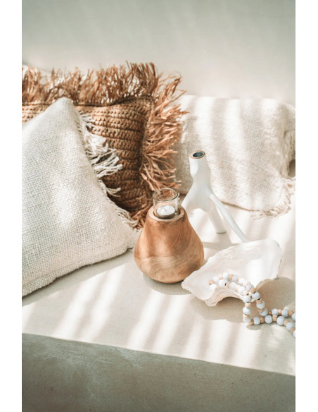 Bougeoir Original Hauteur 20 cm en Bois Blanc The Triple Twig 