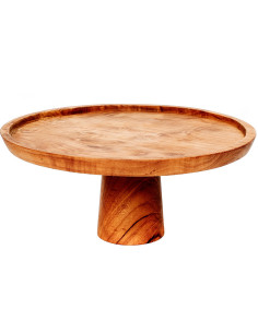 Présentoir à gâteau sur pied Rond 28 cm en Racine de teck Naturel The Teak Root 