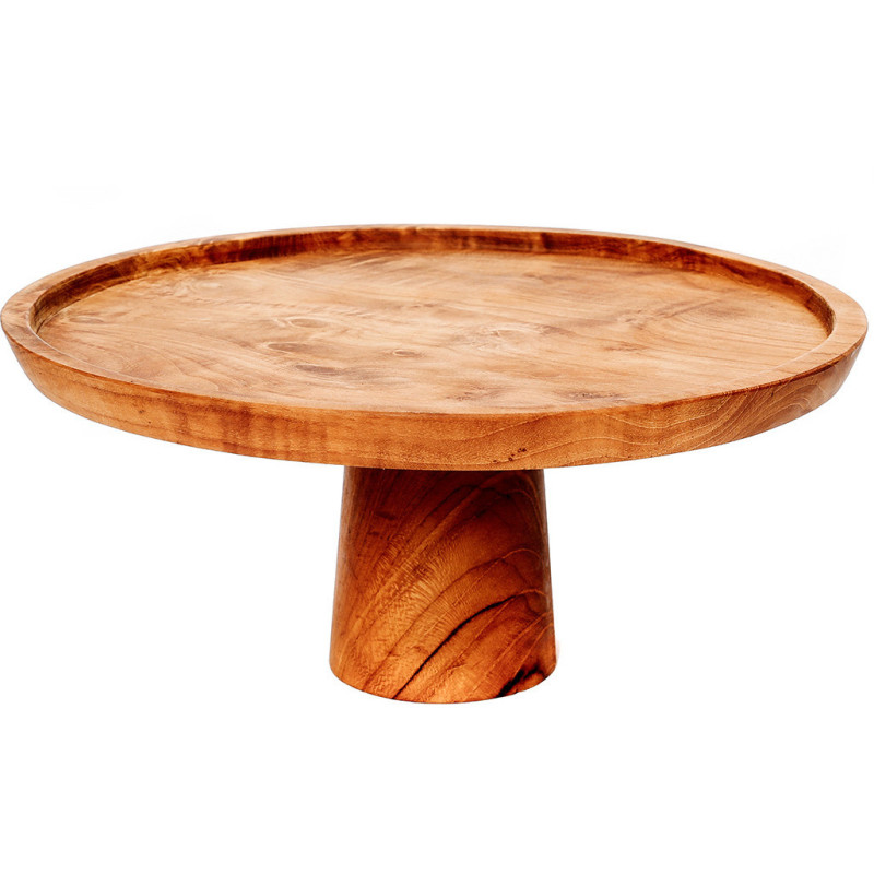 Présentoir à gâteau sur pied Rond 28 cm en Racine de teck Naturel The Teak Root 