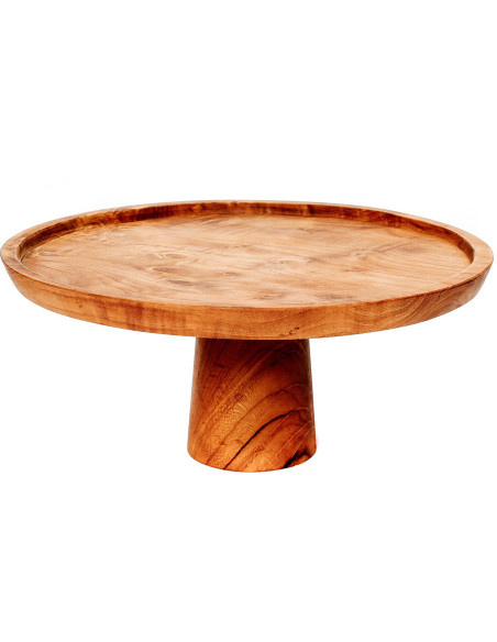 Présentoir à gâteau sur pied Rond 28 cm en Racine de teck Naturel The Teak Root 